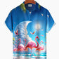 Hawaiian Shirt / Adults / S Hawaii Resort Style Flamingo Clouds Print Art Buttons Stretch Large Size Men's Hawaiian Shirt