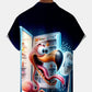 Hawaii Resort Style Hot Flamingo Refrigerator Print Art Button Stretch Large Size Men's Hawaiian Shirt