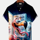 Hawaiian Shirt / Adults / S Hawaii Resort Style Hot Flamingo Refrigerator Print Art Button Stretch Large Size Men's Hawaiian Shirt