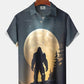 Hawaiian Shirt / Adults / S Hawaii Vintage Bigfoot Sunset Silhouette Print Art Buttons Stretch Large Size Men's Hawaiian Shirt