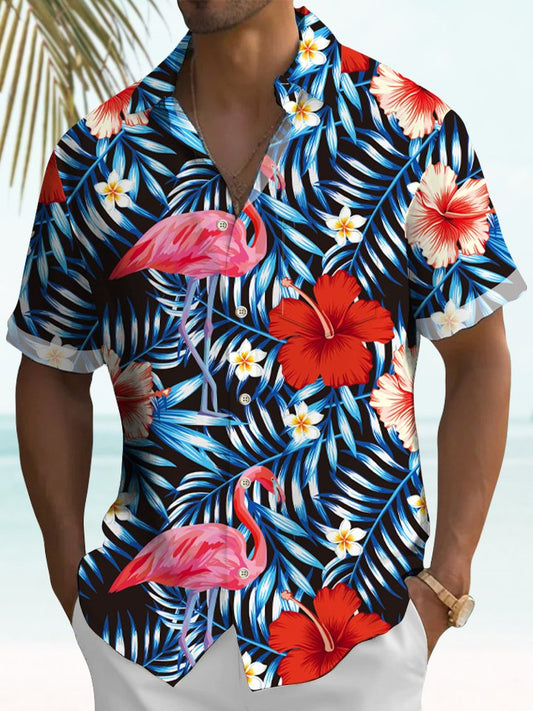 Hawaiian Shirt / Adults / S Hawaiian Aloha Flamingo Tropical Floral Beach Vacation Hawaiian Shirt