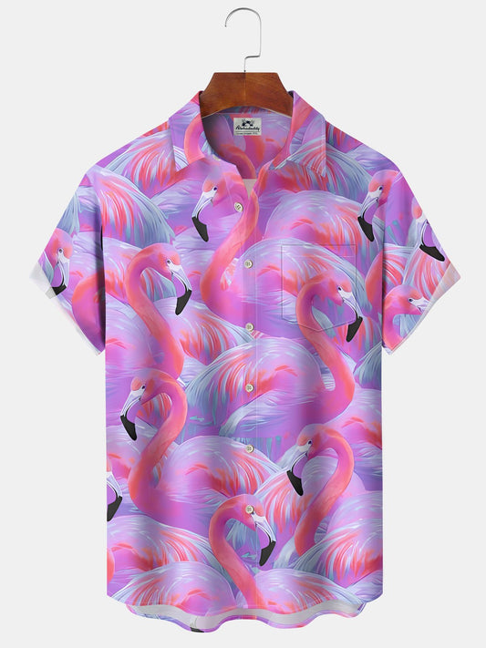 Hawaiian Shirt / Adults / S Hawaiian Gradient Floral Flamingo Vacation Hawaiian Shirt