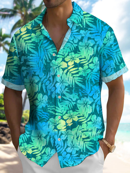 Hawaiian Shirt / Adults / S Hawaiian Gradient Tropical Floral Hibiscus Vacation Hawaiian Shirt