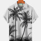 Hawaiian Shirt / Adults / S Hawaiian Grey Coconut Tree Print Chest Bag Holiday Shirt Plus Hawaiian Shirt