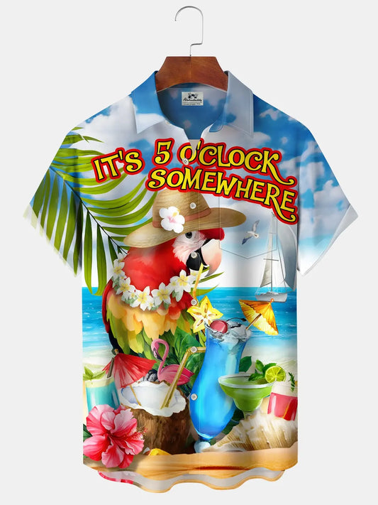 Hawaiian Shirt / Adults / S Hawaiian Parrot Cocktail Five O'Clock Hawaiian Shirt