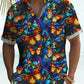 Hawaiian Vacation Floral 3D Gradient Butterfly Hawaiian Shirt