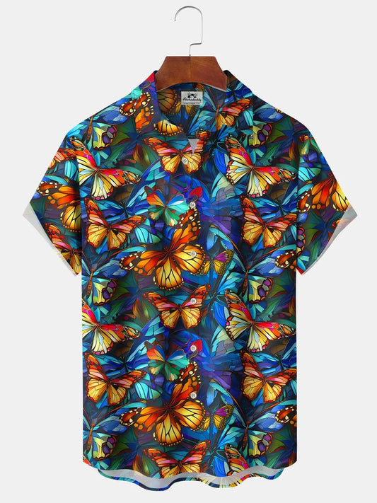 Hawaiian Shirt / Adults / S Hawaiian Vacation Floral 3D Gradient Butterfly Hawaiian Shirt