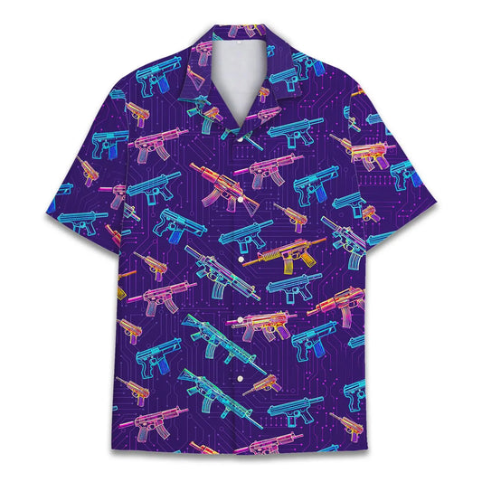 Hawaiian Shirt / Adults / S Neon Gun Tropical Pattern Unisex Hawaiian Shirt Aloha Shirt