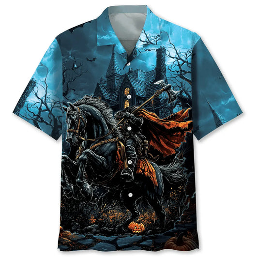 Hawaiian Shirt / Adults / S Headless Horseman At Halloween Night Hawaiian Shirt