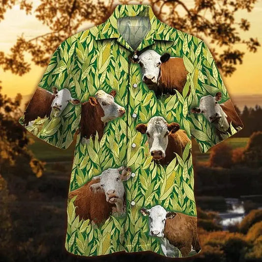 Hawaiian Shirt / Adults / S Hereford Cattle Hawaiian Shirt Men Cow Lovers Short Sleeve Hawaiian Aloha Shirt
