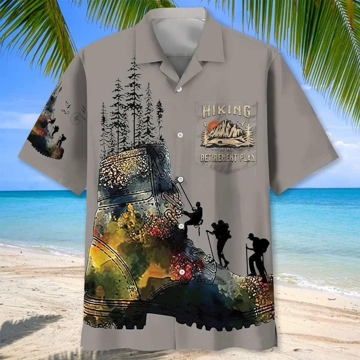 Hiking Is My Retirement Plan Pocket Hawaiian Shirt