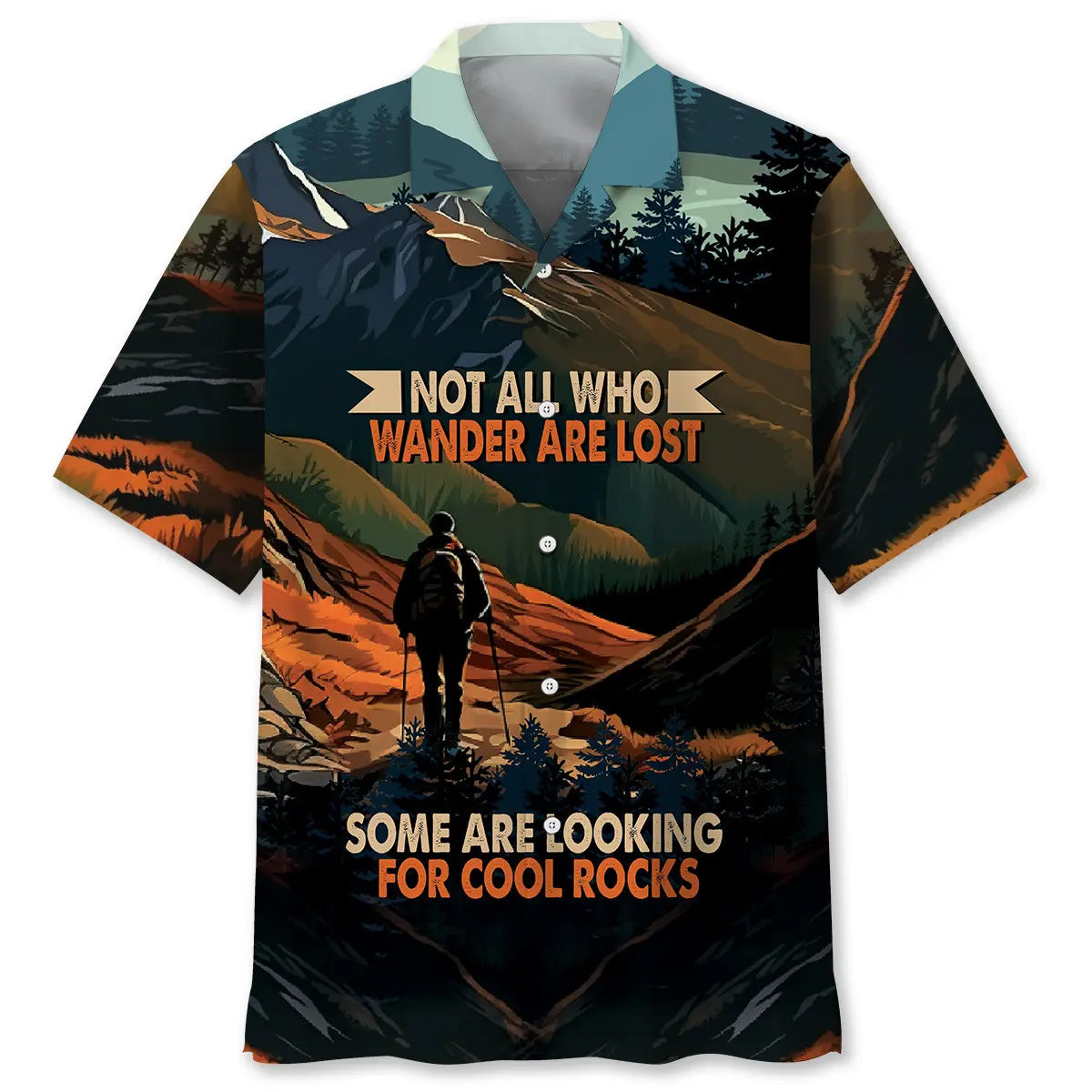 Hawaiian Shirt / Adults / S Hiking Looking For Cool Rocks Hawaiian Shirt