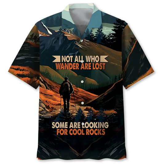 Hawaiian Shirt / Adults / S Hiking Looking For Cool Rocks Hawaiian Shirt