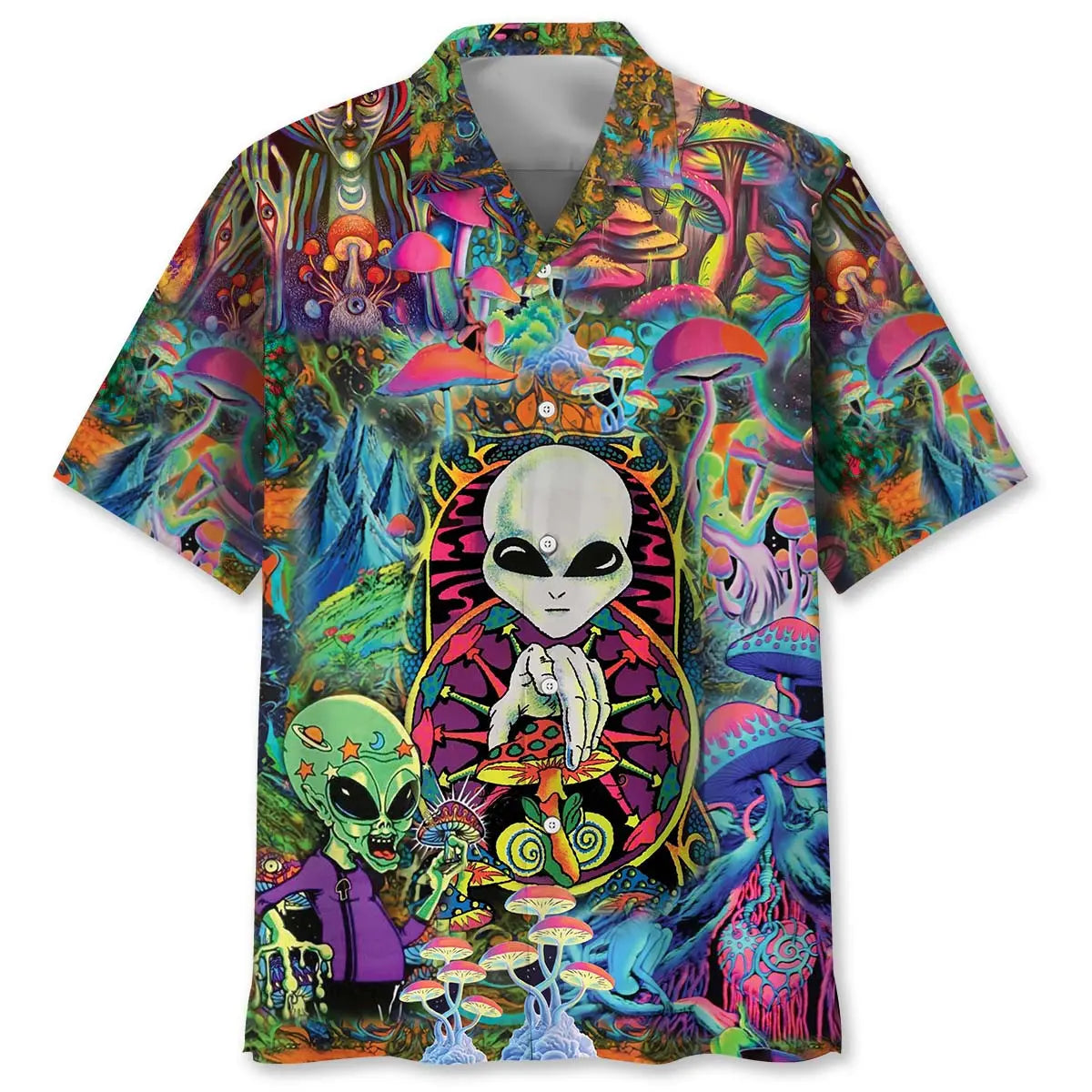 Hawaiian Shirt / Adults / S Hippie Alien Mushroom Hawaiian Shirt