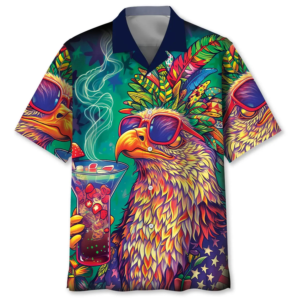 Hawaiian Shirt / Adults / S Hippie Bald Eagle Funny Art Hawaiian Shirt