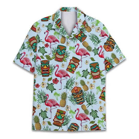 Hawaiian Shirt / Adults / S Tropical Tiki Hawaiian Flamingo Unisex Hawaiian Shirt Aloha Shirt