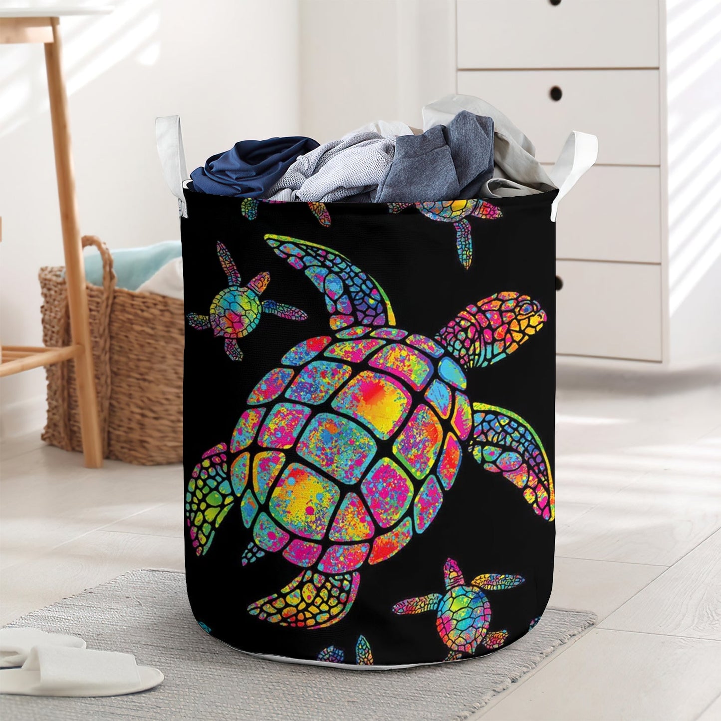 Hippie turtle basic style - Laundry basket - LAUB10TNH020322 - Owls Matrix LTD