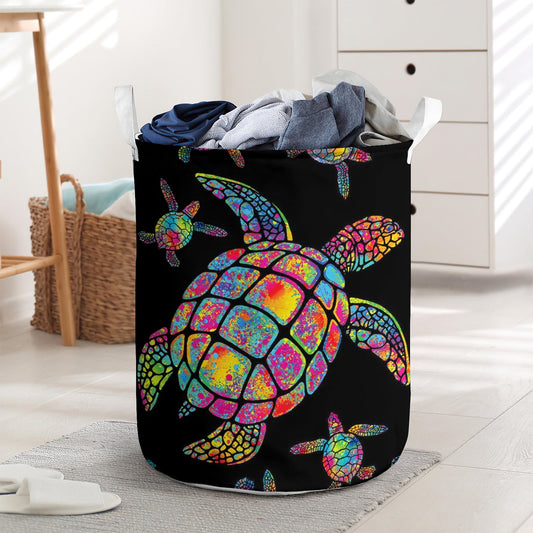Hippie turtle basic style - Laundry basket - LAUB10TNH020322 - Owls Matrix LTD