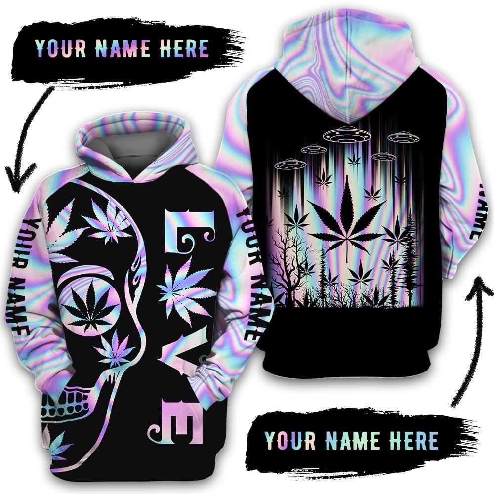 Hippie Love Alien Custom Name Art - 3D Hoodie