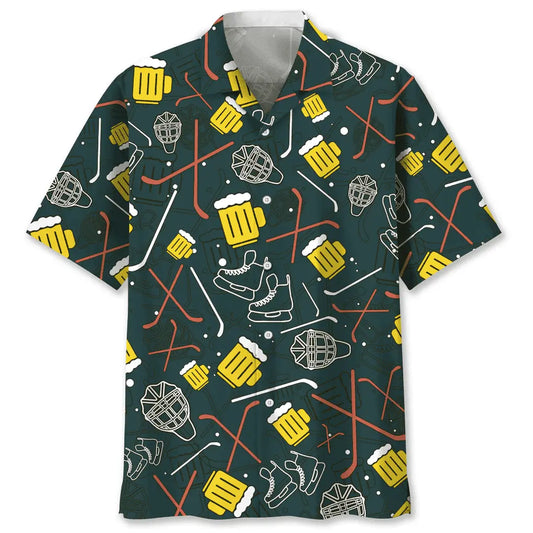 Hawaiian Shirt / Adults / S Hockey Beer Hawaiian Shirt