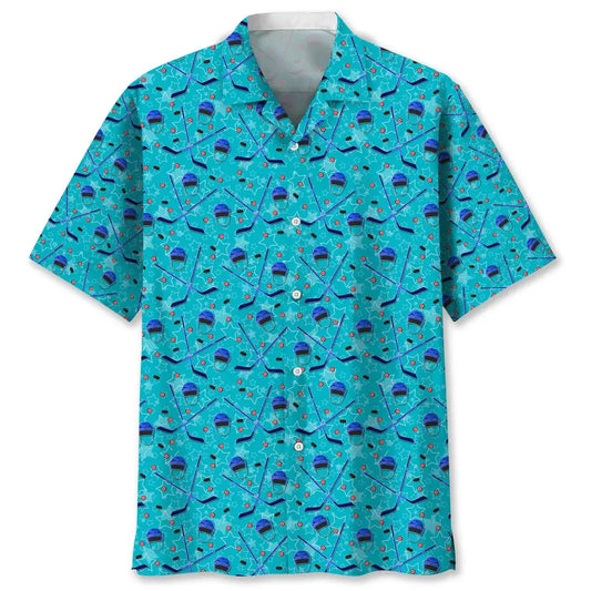Hawaiian Shirt / Adults / S Hockey Blue Beach Hawaiian Shirt