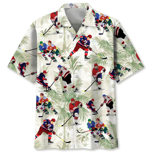 Hawaiian Shirt / Adults / S Hockey Palm Tree Hawaiian Shirt