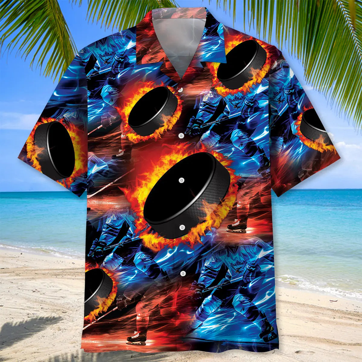 Hockey Puck Thunder Hawaiian Shirt