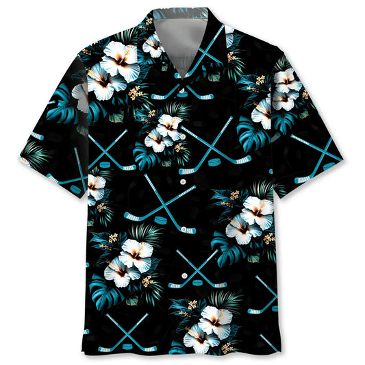 Hawaiian Shirt / Adults / S Hockey Tropical Blue Hawaiian Shirt