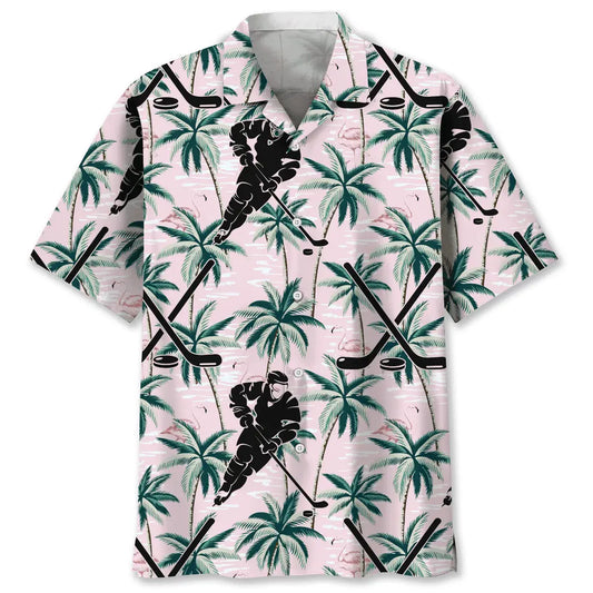 Hawaiian Shirt / Adults / S Hockey Tropical Pink Hawaiian Shirt