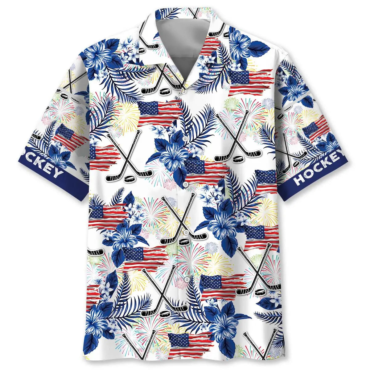 Hawaiian Shirt / Adults / S Hockey USA Theme Hawaiian Shirt