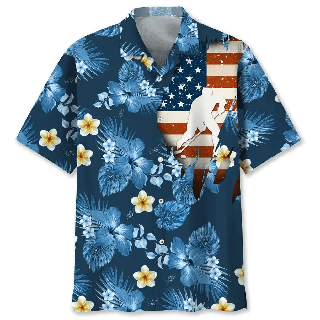Hawaiian Shirt / Adults / S Hockey Usa Tropical Hawaiian Shirt