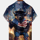 Holiday American Flag Bison Independence Day Fireworks Hawaiian Shirt