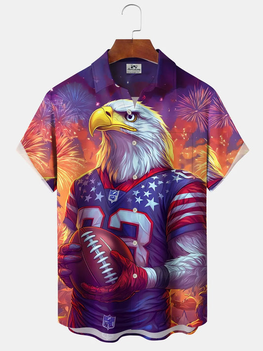 Hawaiian Shirt / Adults / S Holiday American Flag Eagle Independence Day American Football Hawaiian Shirt