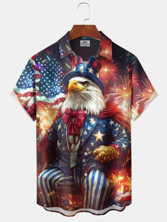 Hawaiian Shirt / Adults / S Holiday American Flag Eagle Independence Day Fireworks Hawaiian Shirt