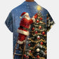 Holiday Christmas 3D Christmas Tree Santa Claus Vintage Hawaiian Shirt