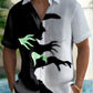 Holiday Men's Halloween Witch Print Casual Breathable Hawaiian Shirt Big Tall