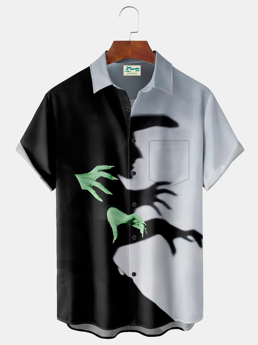 Hawaiian Shirt / Adults / S Holiday Men's Halloween Witch Print Casual Breathable Hawaiian Shirt Big Tall