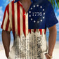 Hawaiian Shirt / Adults / S Holiday Men's Independence Day Flag 1776 Printed Casual Breathable Patriotic Hawaiian Shirt