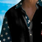 Holiday Men's Independence Day Flag Cross Print Casual Breathable Hawaiian Shirt Big Tall