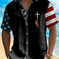Hawaiian Shirt / Adults / S Holiday Men's Independence Day Flag Cross Print Casual Breathable Hawaiian Shirt Big Tall