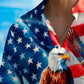 Holiday Men's Independence Day Flag Eagle Print Casual Breathable Hawaiian Shirt Big Tall
