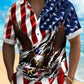 Hawaiian Shirt / Adults / S Holiday Men's Independence Day Flag Eagle Print Casual Breathable Hawaiian Shirt Big Tall