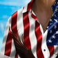 Holiday Men's Independence Day Flag Eagle Print Casual Breathable Hawaiian Shirt Big Tall