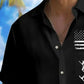 Holiday Men's Independence Day Flag Print Casual Breathable Patriotic Hawaiian Shirts