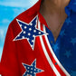 Holiday Men's Independence Day Flag Printed Casual Breathable Hawaiian Shirt Big Tall