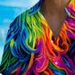 Holiday Men's Pride Month Abstract Art Print Casual Breathable Hawaiian Shirt Big Tall