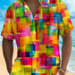 Hawaiian Shirt / Adults / S Holiday Men's Pride Month Rainbow Color Geometric Print Casual Breathable Hawaiian Shirt Big Tall