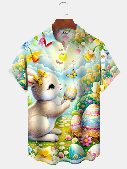Hawaiian Shirt / Adults / S Holiday Vintage Easter Egg Bunny Cartoon Hawaiian Shirt