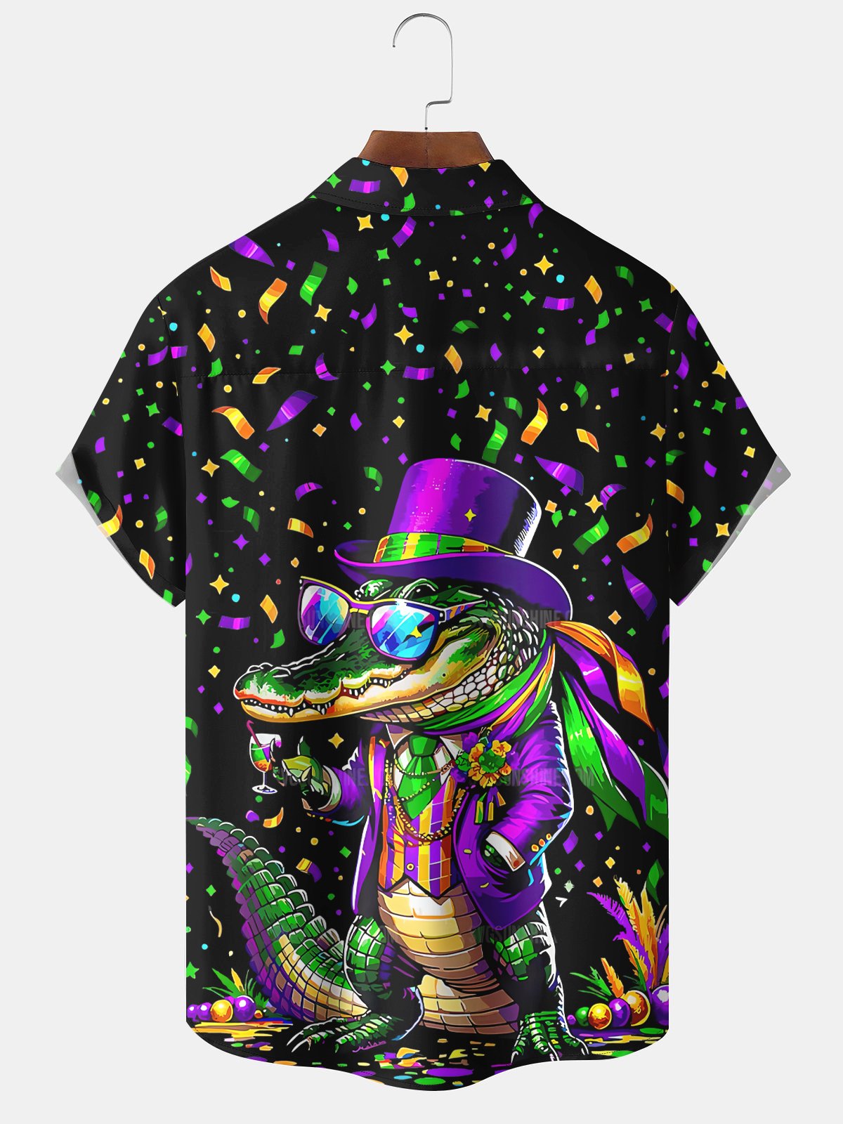 Holiday Vintage Mardi Gras Croc Hawaiian Shirt
