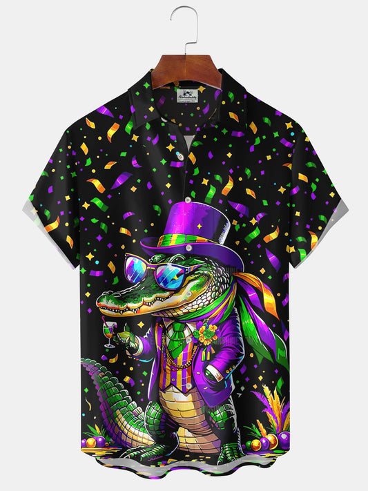Hawaiian Shirt / Adults / S Holiday Vintage Mardi Gras Croc Hawaiian Shirt